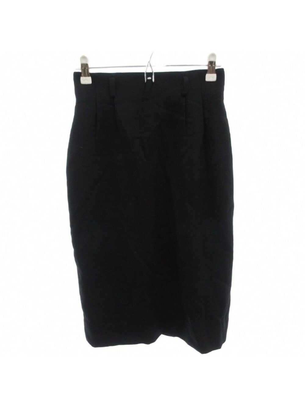 Dior Vintage Pencil Skirt Wool Tuck 9 Black Midi Length TL